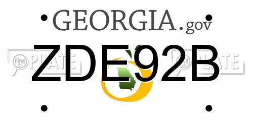 ZDE92B Georgia License Plate