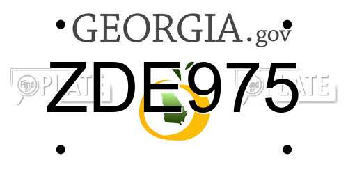 ZDE975 Georgia License Plate