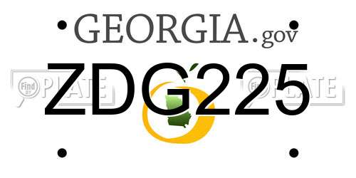 ZDG225 Georgia License Plate