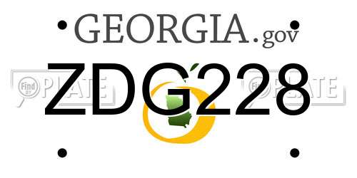ZDG228 Georgia License Plate
