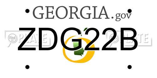 ZDG22B Georgia License Plate