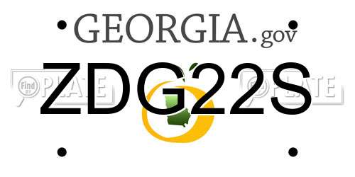 ZDG22S Georgia License Plate