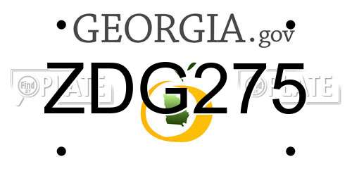 ZDG275 Georgia License Plate