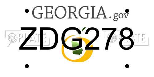 ZDG278 Georgia License Plate