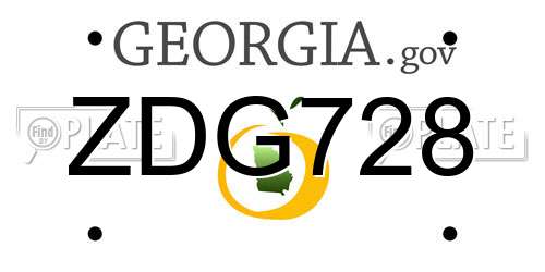 ZDG728 Georgia License Plate