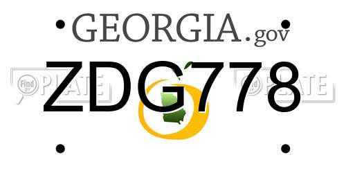 ZDG778 Georgia License Plate