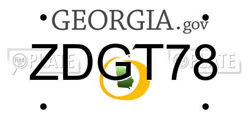 ZDGT78 Georgia License Plate