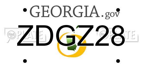 ZDGZ28 Georgia License Plate