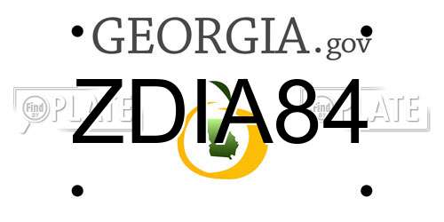 ZDIA84 Georgia License Plate