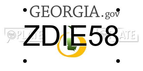 ZDIE58 Georgia License Plate