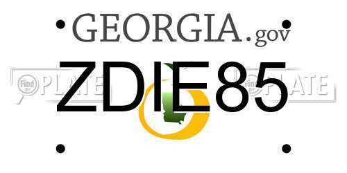 ZDIE85 Georgia License Plate