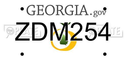 ZDM254 Georgia License Plate