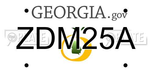 ZDM25A Georgia License Plate