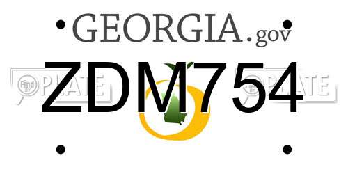 ZDM754 Georgia License Plate