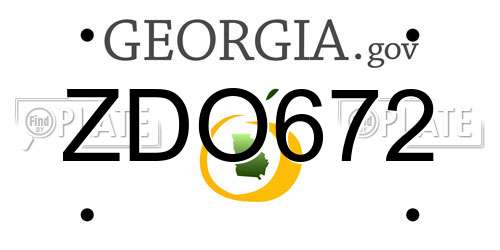 ZDO672 Georgia License Plate