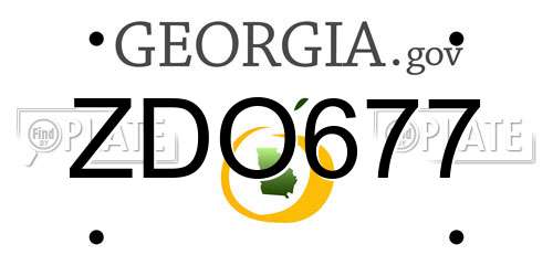 ZDO677 Georgia License Plate