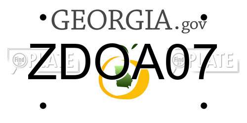 ZDOA07 Georgia License Plate