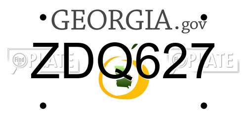 ZDQ627 Georgia License Plate