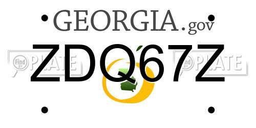 ZDQ67Z Georgia License Plate
