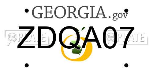 ZDQA07 Georgia License Plate