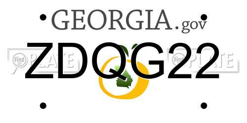 ZDQG22 Georgia License Plate
