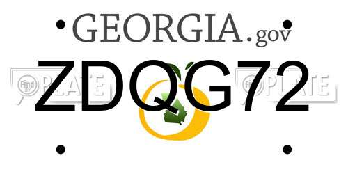 ZDQG72 Georgia License Plate