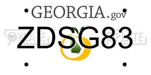 ZDSG83 Georgia License Plate