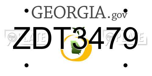 ZDT3479 Georgia License Plate