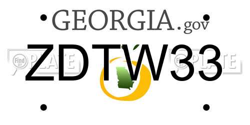 ZDTW33 Georgia License Plate