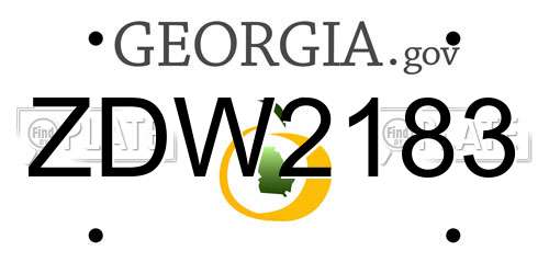 ZDW2183 Georgia License Plate
