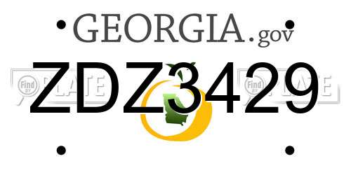 ZDZ3429 Georgia License Plate