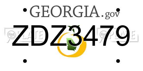 ZDZ3479 Georgia License Plate