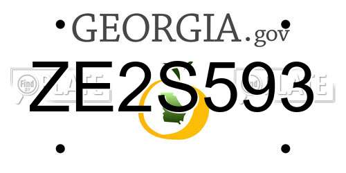 ZE2S593 Georgia License Plate
