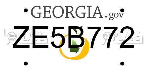 ZE5B772 Georgia License Plate