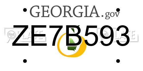 ZE7B593 Georgia License Plate