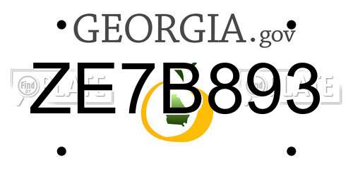 ZE7B893 Georgia License Plate