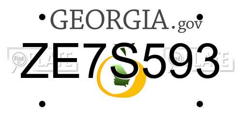 ZE7S593 Georgia License Plate