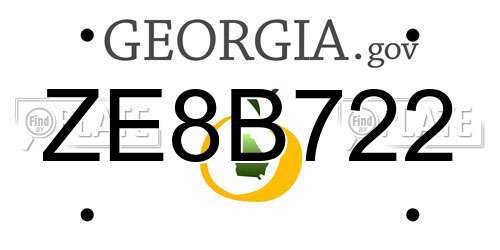 ZE8B722 Georgia License Plate