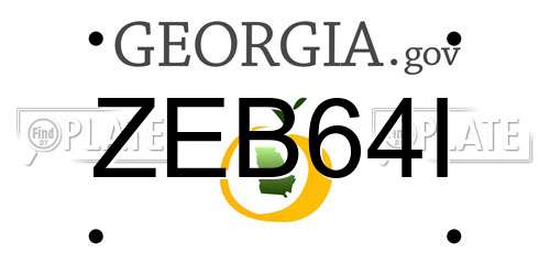 ZEB64I Georgia License Plate