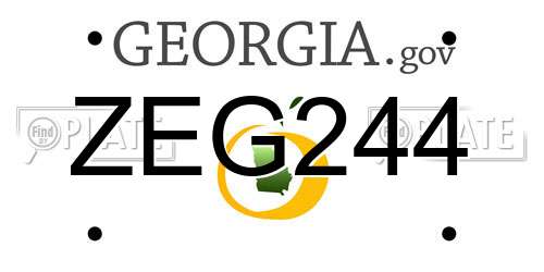 ZEG244 Georgia License Plate