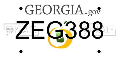 ZEG388 Georgia License Plate