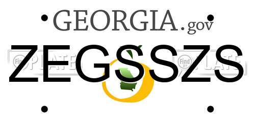 ZEGSSZS Georgia License Plate