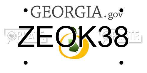 ZEOK38 Georgia License Plate