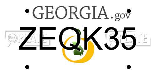 ZEQK35 Georgia License Plate