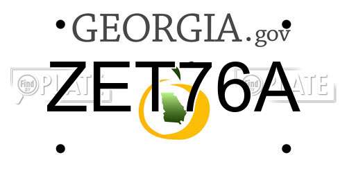 ZET76A Georgia License Plate