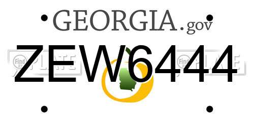 ZEW6444 Georgia License Plate