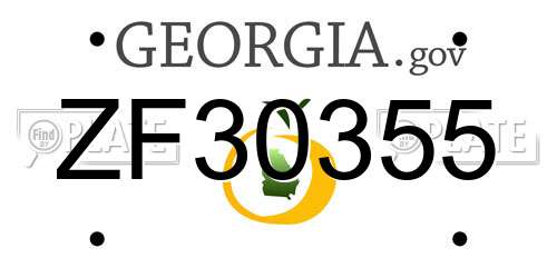 ZF30355 Georgia License Plate