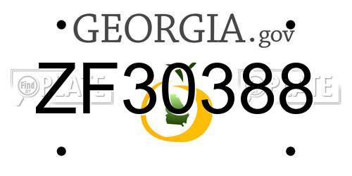 ZF30388 Georgia License Plate