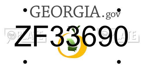 ZF33690 Georgia License Plate