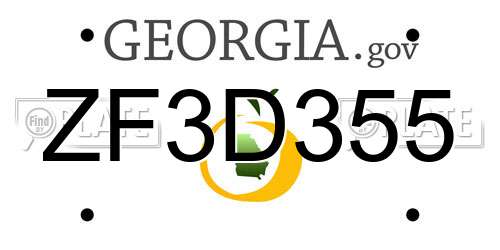 ZF3D355 Georgia License Plate